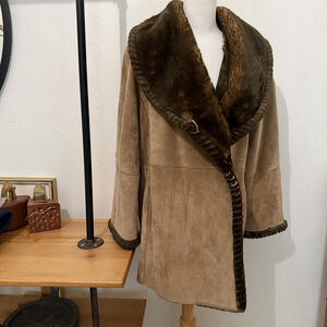 Vintage Suede Leather Penny Lane Jacket Brown LNR La Nouvelle Renaissance Sz PL